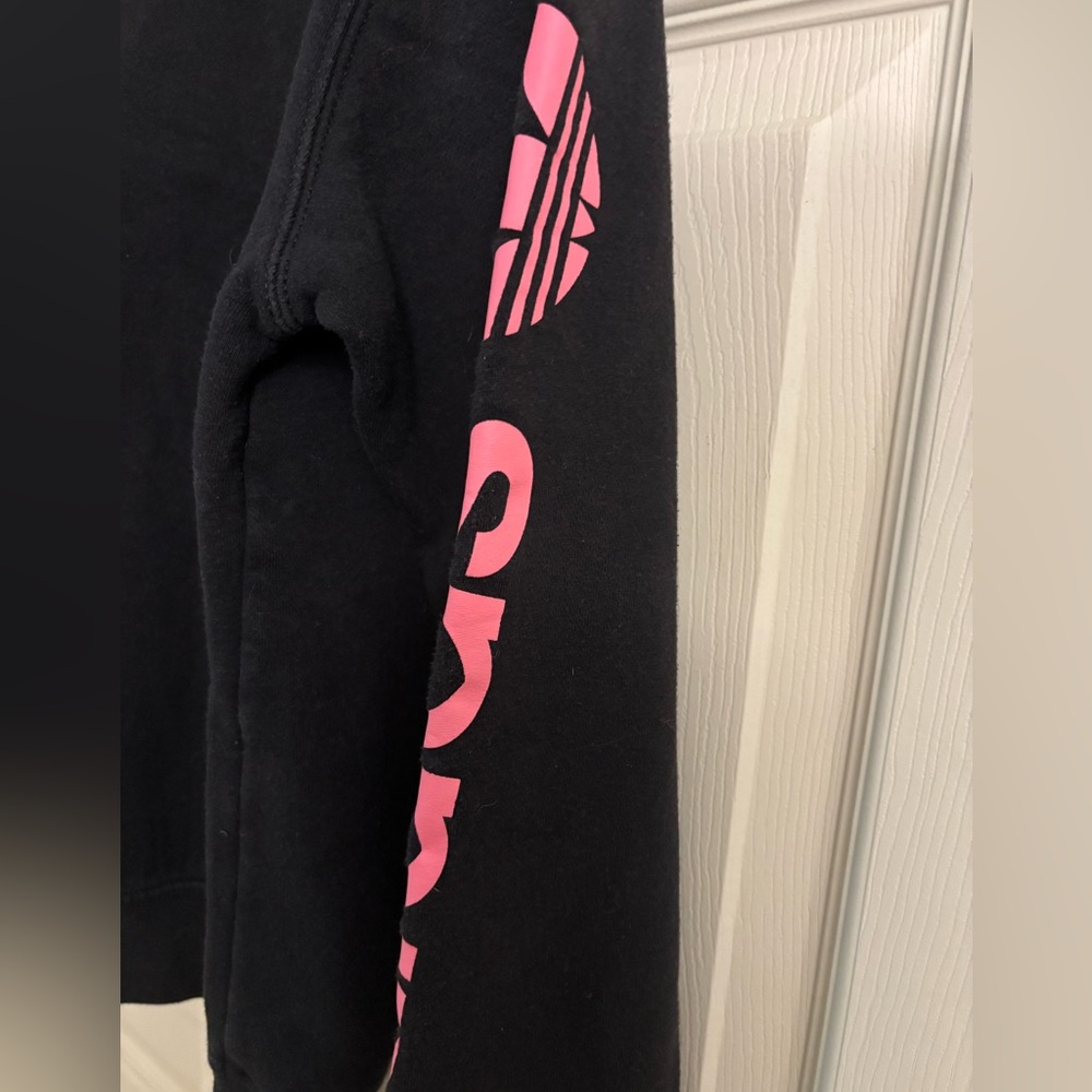Adidas Black Valentines Hoodie with Blue Heart and Pink Lettering - Picture 6 of 6